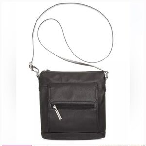 NEW GIANNI BERNINI BLACK LEATHER NAPPA NS CROSSBODY